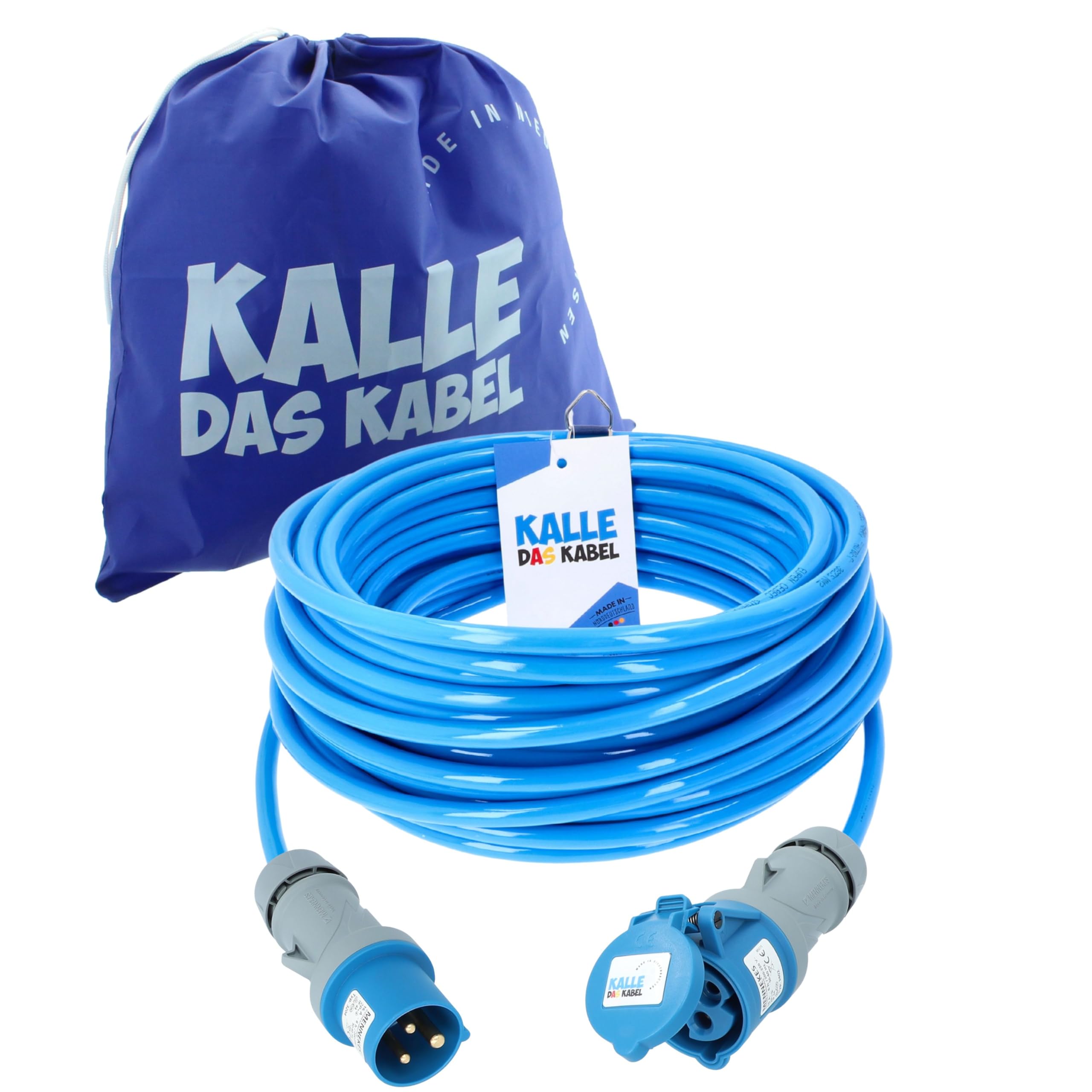 KALLE H07BQ-F 3G - Cable alargador CEE (230 V, 2,5 mm², cable de alta calidad, para la industria, la construcción, el barco, el camping, 20 m)