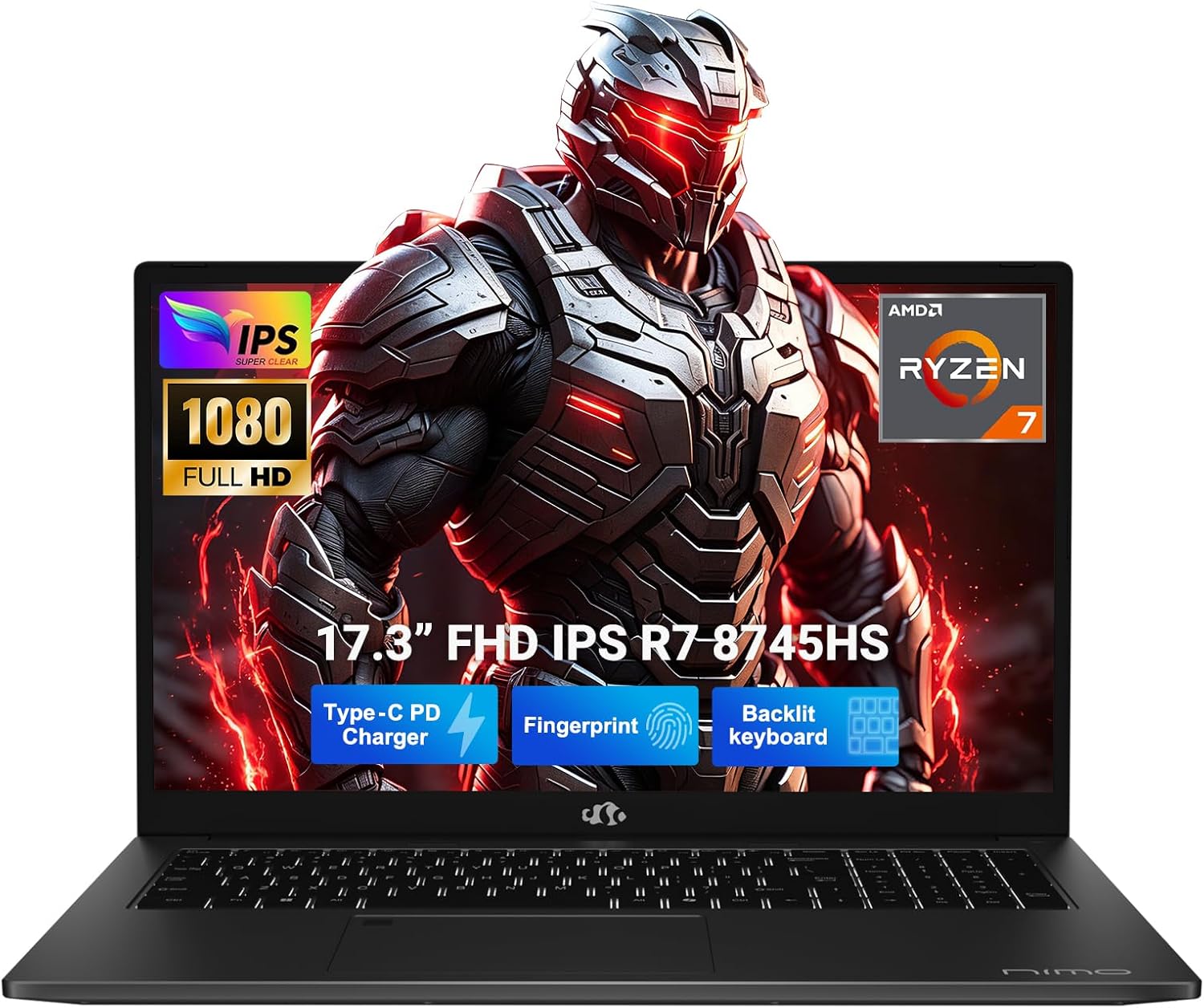 NIMO 17.3″ IPS-Gaming-Laptop, AMD Ryzen 7 8745HS Up to 4.9GHz Beat R9 7940HS 32GB RAM 1TB SSD Radeon 780M-Graphics, Backlit Keyboard Fingerprint, Win 11 PC for Work & Play 2-Yr Warranty