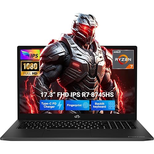 NIMO 17.3" Gaming-Creator-Laptop, 8-Core Ryzen 7 8745HS 32GB RAM 1TB SSD Beat i7-1360P up to 4.9GHz Radeon 780M, USB 4.0 FHD 100W Fast PD for Video Editing, AI Tasks & Remote Streaming, 2-Yr Warranty