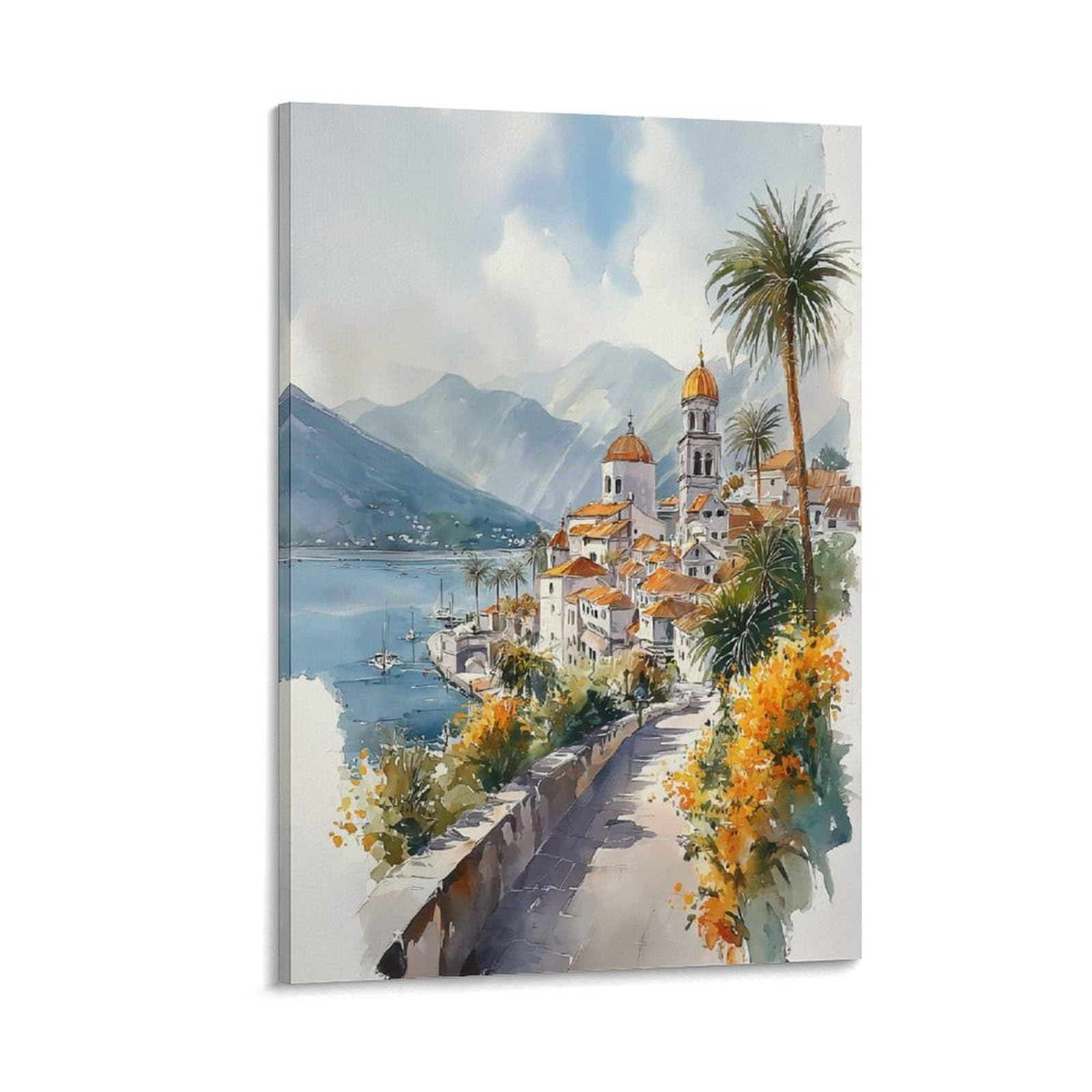 XWYMXZ Orange County California 24x36inch(60x90cm) Vintage Travel Poster Watercolor Canvas Art