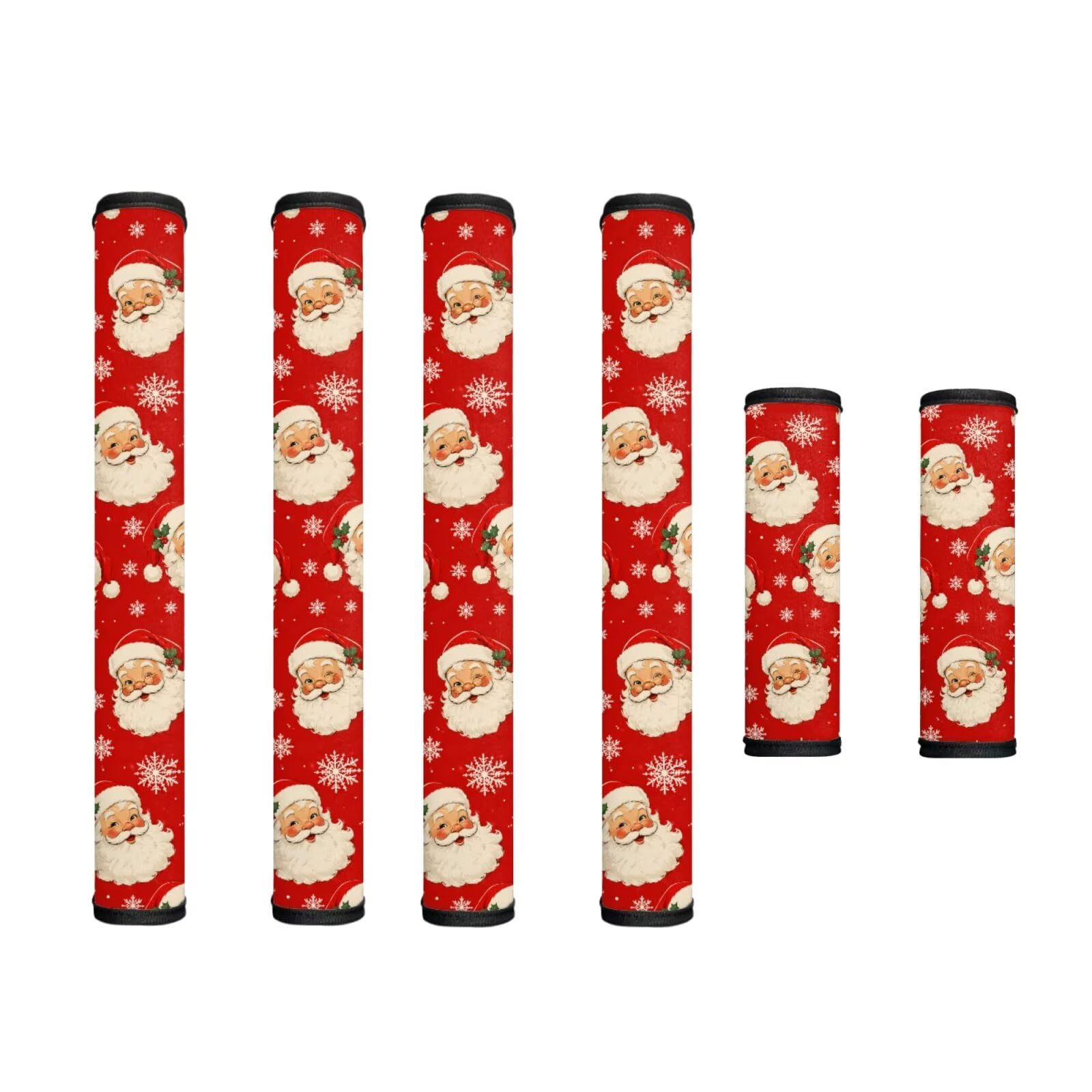 Refrigerator Door Handle Covers Set of 6 Kitchen Electrical Appliance Decor Handles Keep Clean Anti-Slip Fridge Accessories for Christmas Home Decor, Santa Claus Snowflake Red