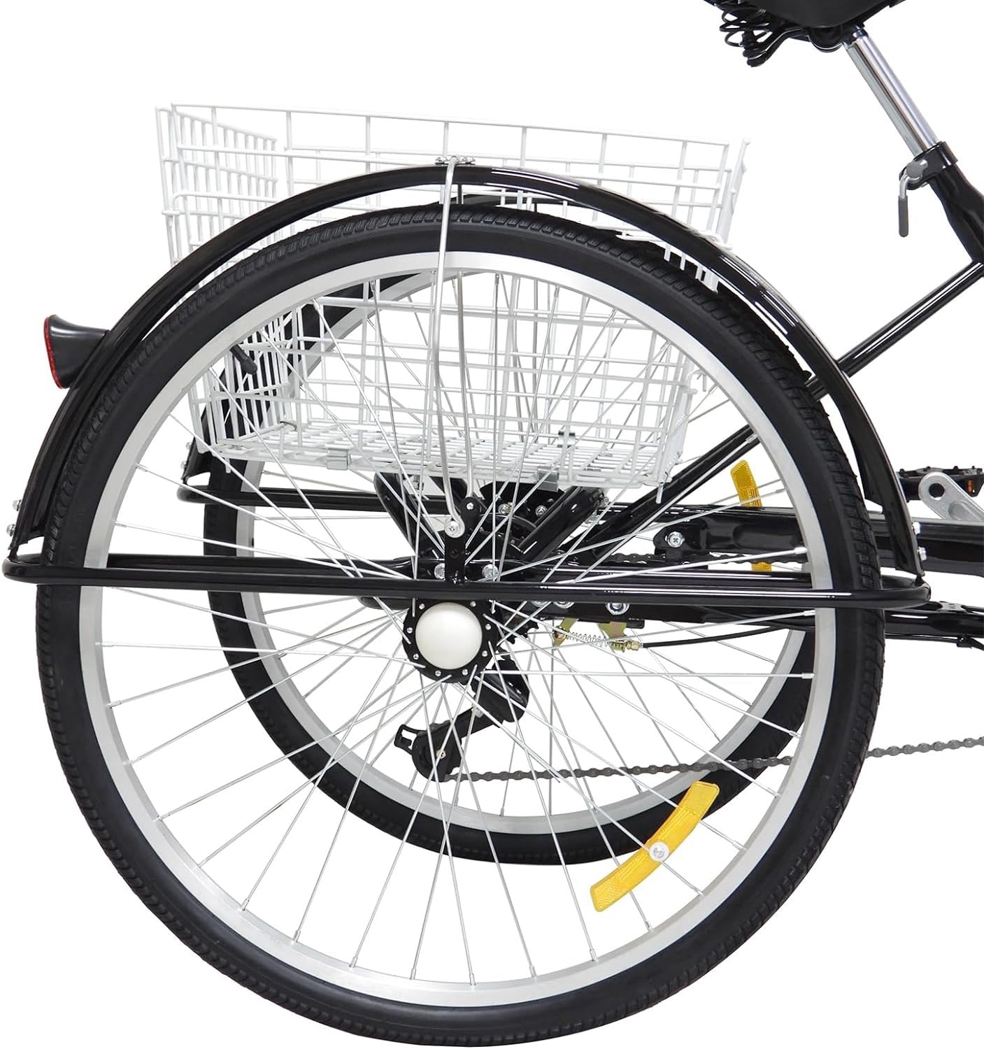 26 Zoll-Dreirad Für Erwachsene, 6 Gang Dreirad Mit Einkaufskorb, 3 Rad Fahrrad Dreirad Für Erwachsene, City Bikes, Schwarz 26inch