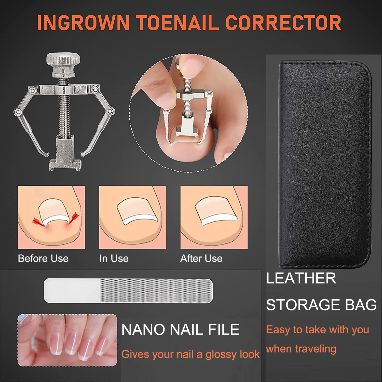 12pcs Pinces à Ongles Professionnel, Coupe Ongle de Podiatre en Acier Inoxydable Avec Outil de Pédicure Coupe Ongles pour Ongles Epais et Incarnés (noir + rouge)