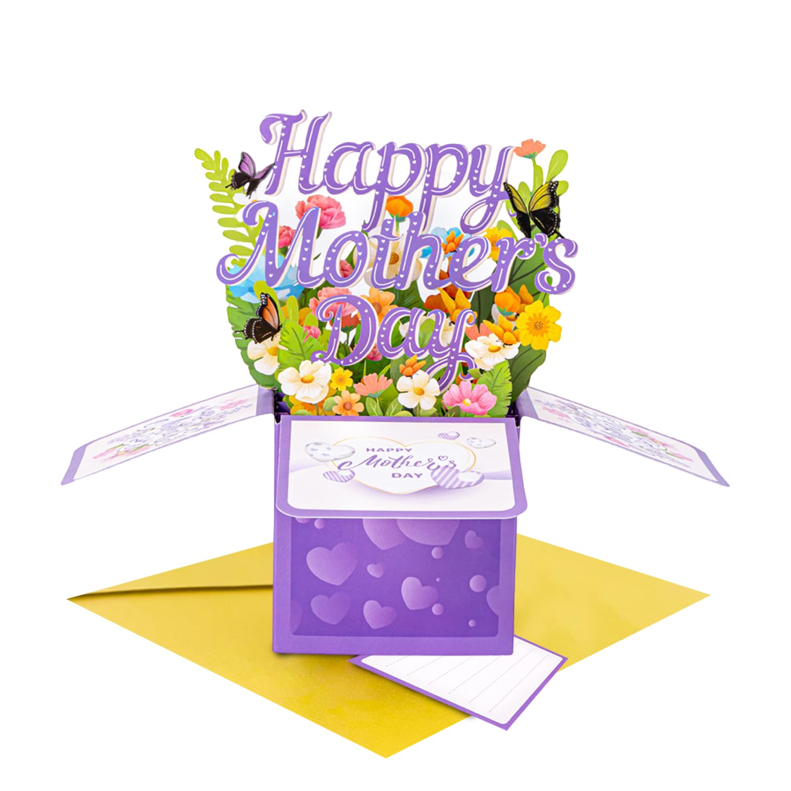 Tarjeta 3D desplegable para el día de la madre, tarjeta de ramo de flores con sobre, tarjeta de felicitación 3D para el día de la madre, regalo para esposa, mamá, abuela, tía, hija