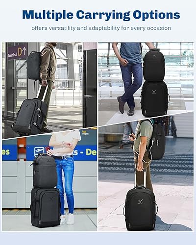 Miniatura 6 de Hynes Eagle Mochila de viaje 2 en 1 de 22 pulgadas, equipaje de mano de 63L, mochila con ruedas para hombres y mujeres con cubos de embalaje, juego