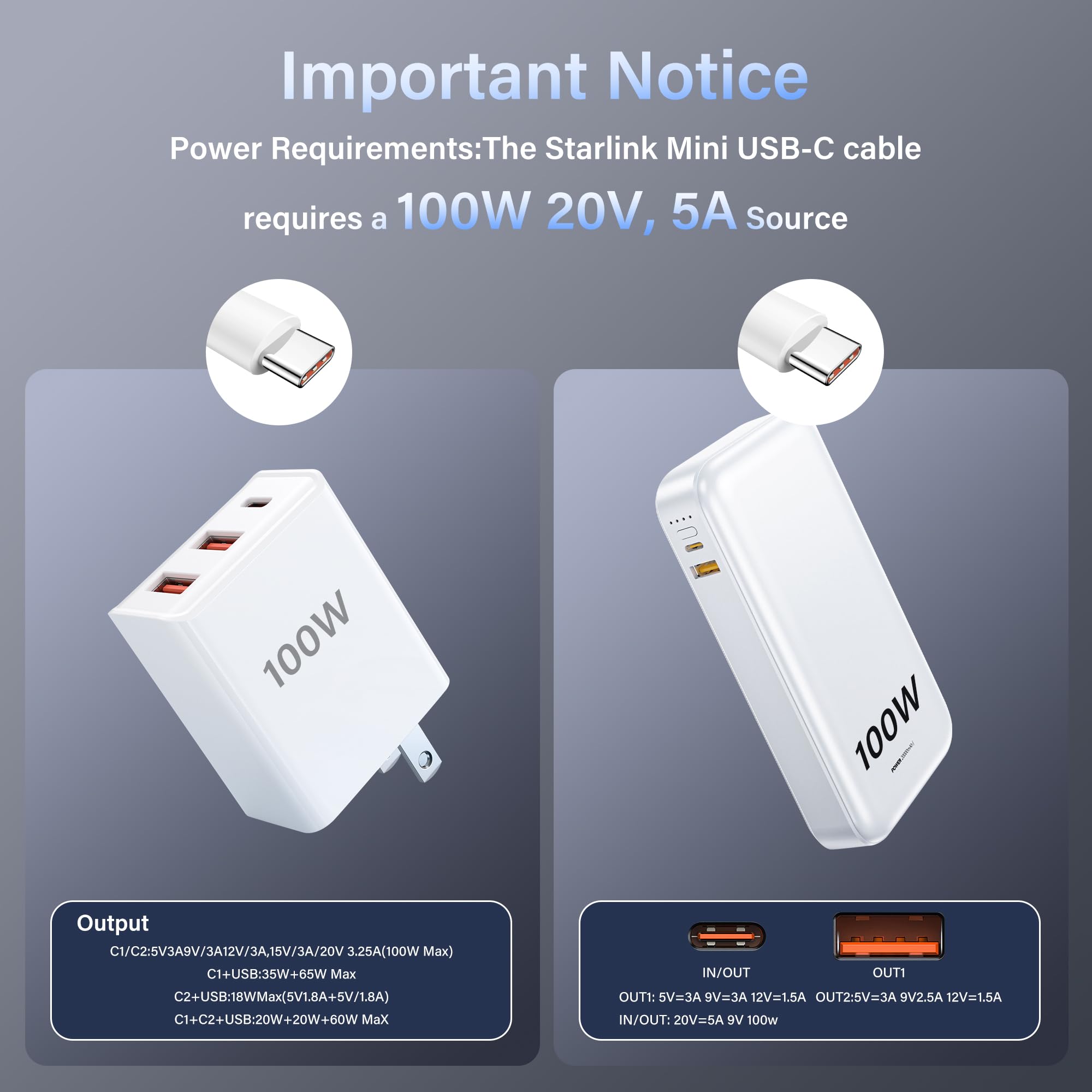 1/2PCS USB C a DC Adattatore di Alimentazione per Starlink