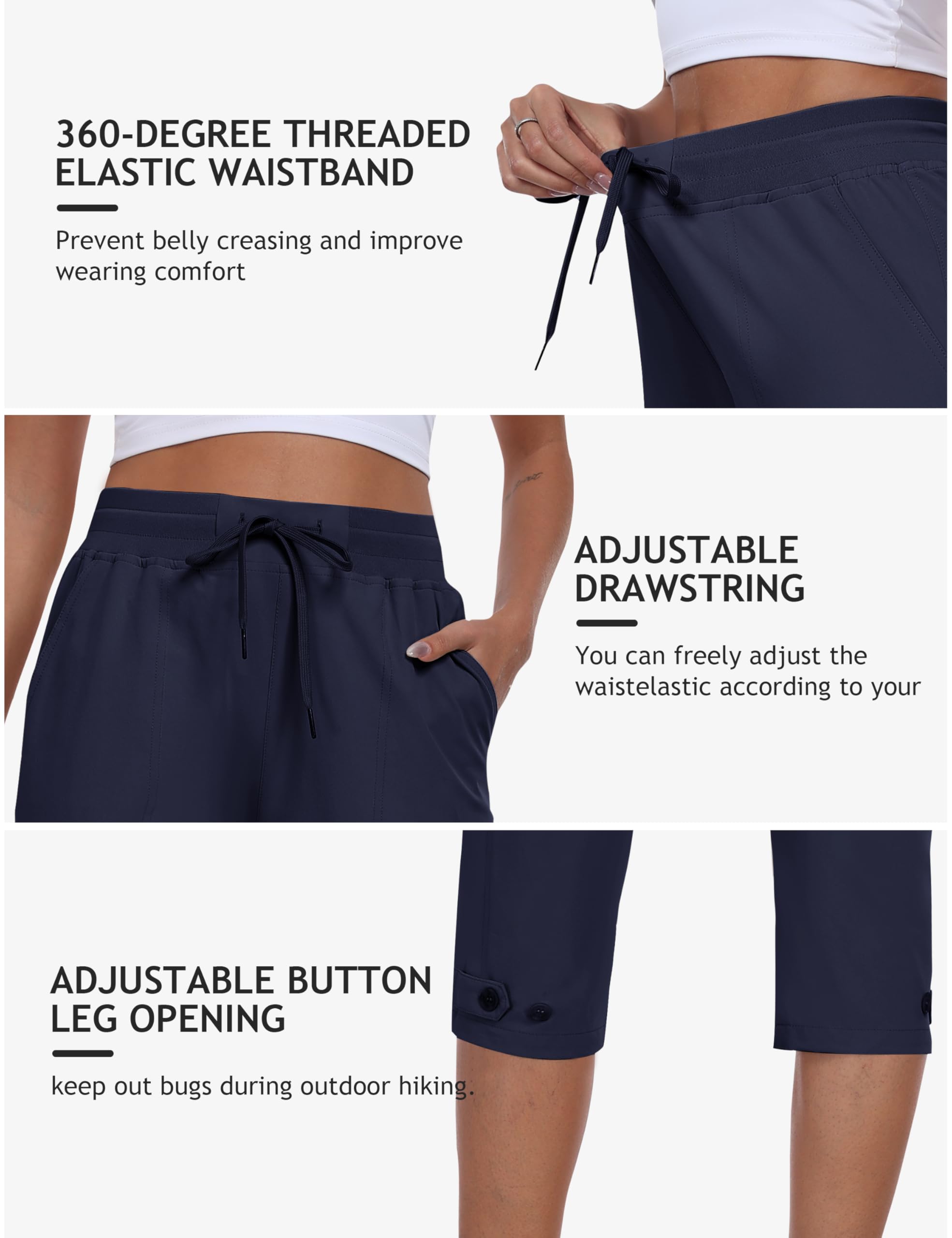 MoFiz Pantacourt Randonnée Femme Pantalon Cargo d'extérieur Léger et Respirant Pantacourt Cargo 3/4 d’été Séchage Rapide avec Poche S-3XL
