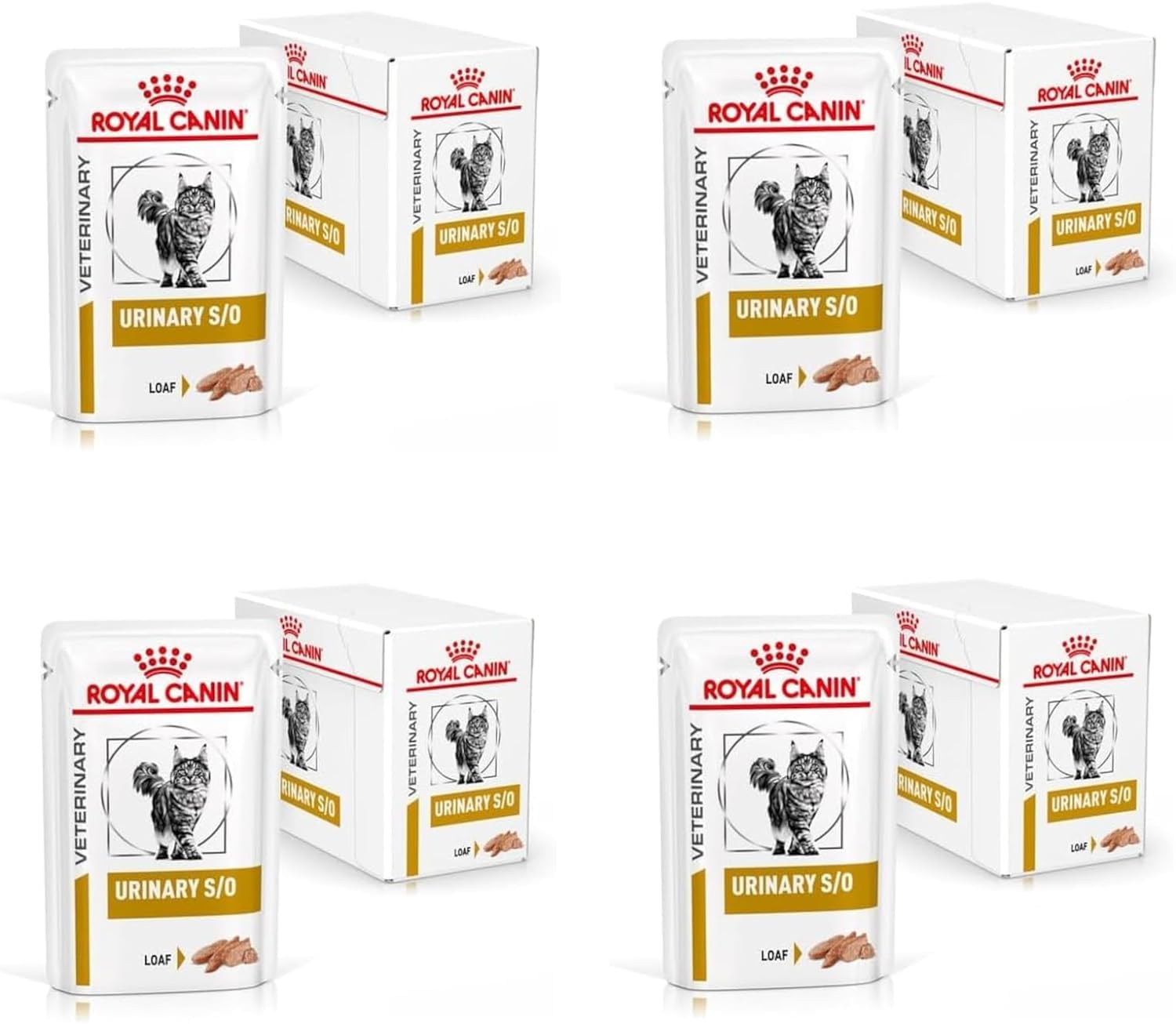 Royal Canin Veterinary Urinary S/O Mousse para Gatos | Paquete de 4 | 4 x 12 x 85 g | Alimento Completo para Gatos | para la disolución y reducción de Apoyo de cálculos de estruvita