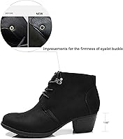 Vista 2 de VJH confort Botines para mujer, con cordones, punta redonda, cómodos, de tacón bajo, con cremallera lateral