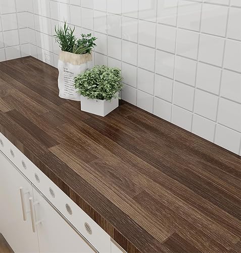 Miniatura 6 de Bloque de carnicero marrón oscuro, papel de contacto para encimera de cocina, rollo de revestimiento de estante para encimera de baño, mesa de