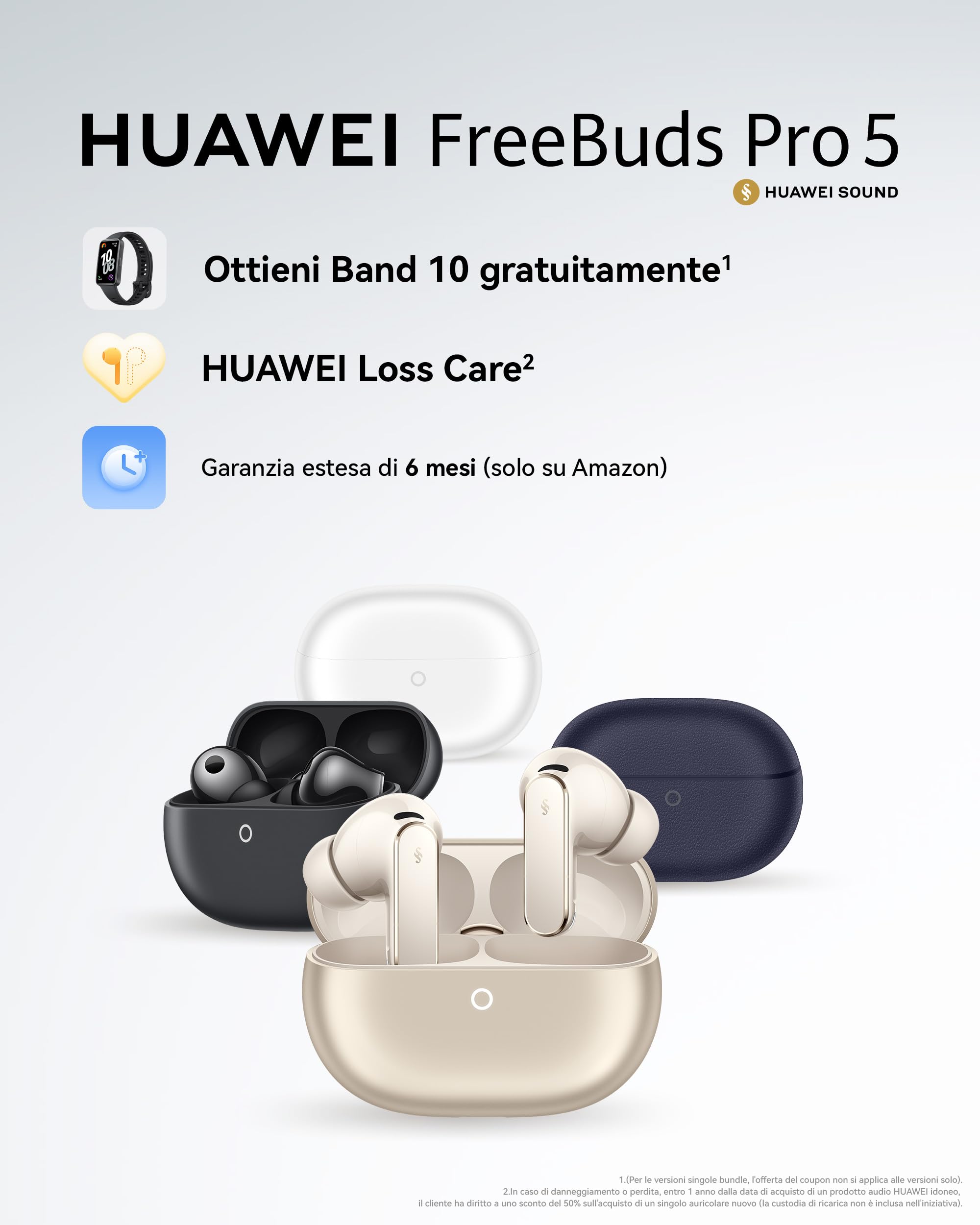 Huawei Freebuds Pro 5 White + Band 10 BlackBluetooth Cancellazione Acustica - Dettaglio