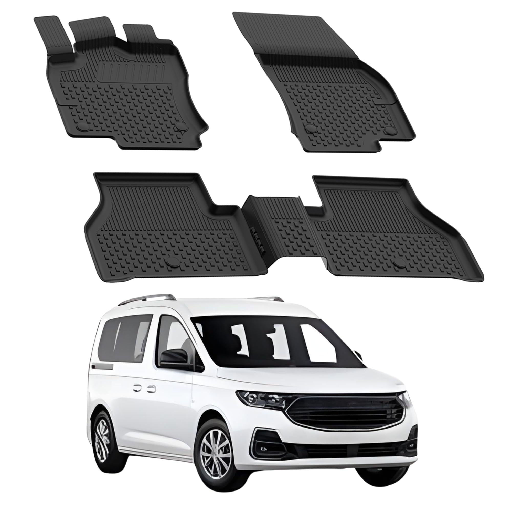 Sahler Tappetini per auto compatibili con Ford Tourneo Connect 2022 – 2026 | 4.5D Premium TPE gomma antiscivolo tappetini in gomma impermeabile auto tappetino nero