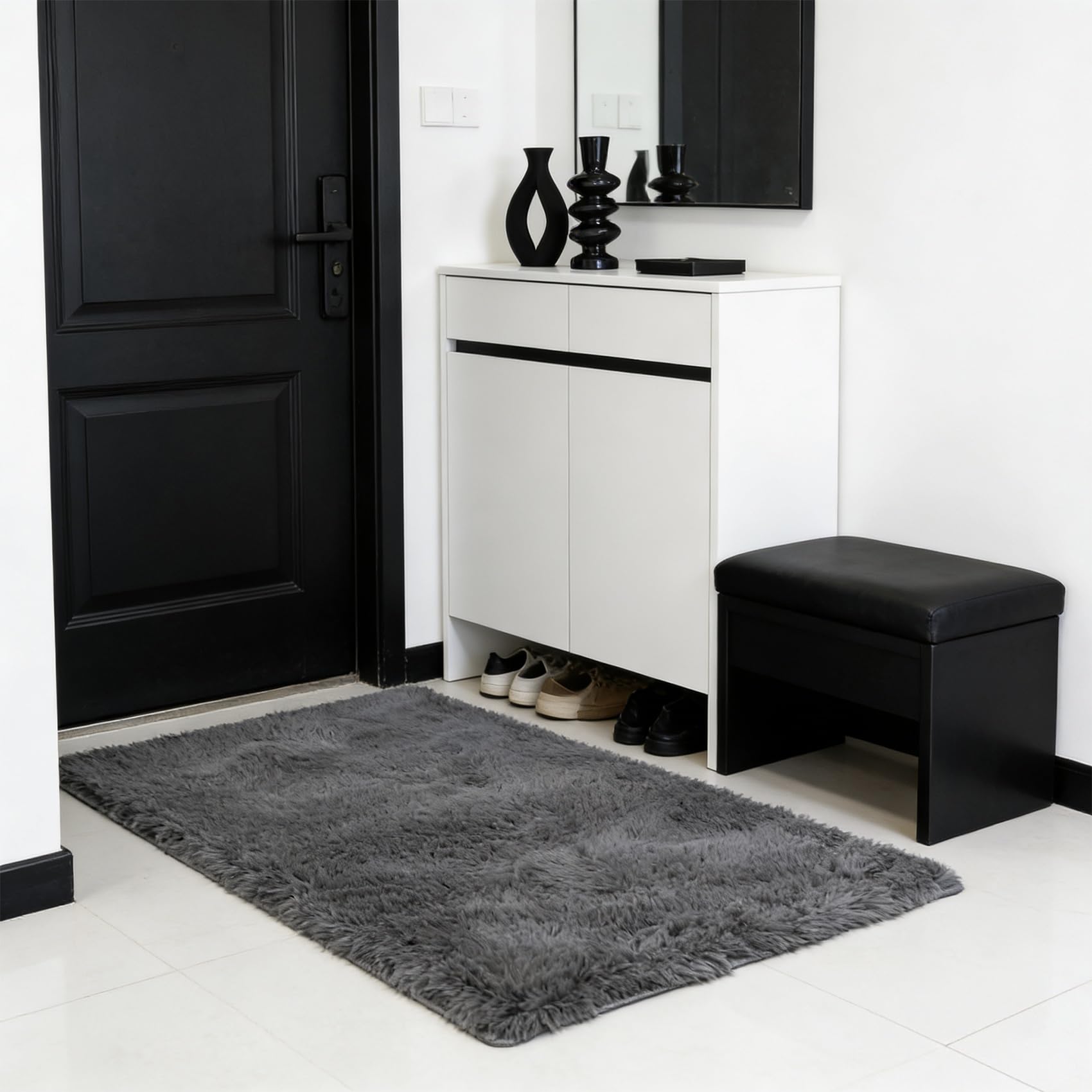 Tapis de salon en poils longs haute densité alliant élégance et douceur