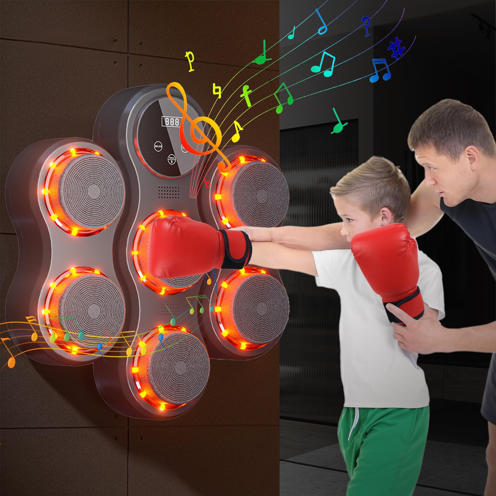 Macchina da boxe musicale con Bluetooth,per bambini e adulti | 9 Velocità,Attrezzature di Allenamento Boxe Intelligente, Parete Altezza di Installazione Regolabile,per Casa in Famiglia