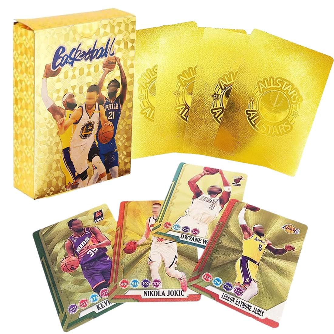 Golden Basketball Trading Cards, Pack of 55 Basketball Star Cards, Basketball Trading Cards, Favourite for Children, Teenagers and Adult Fans