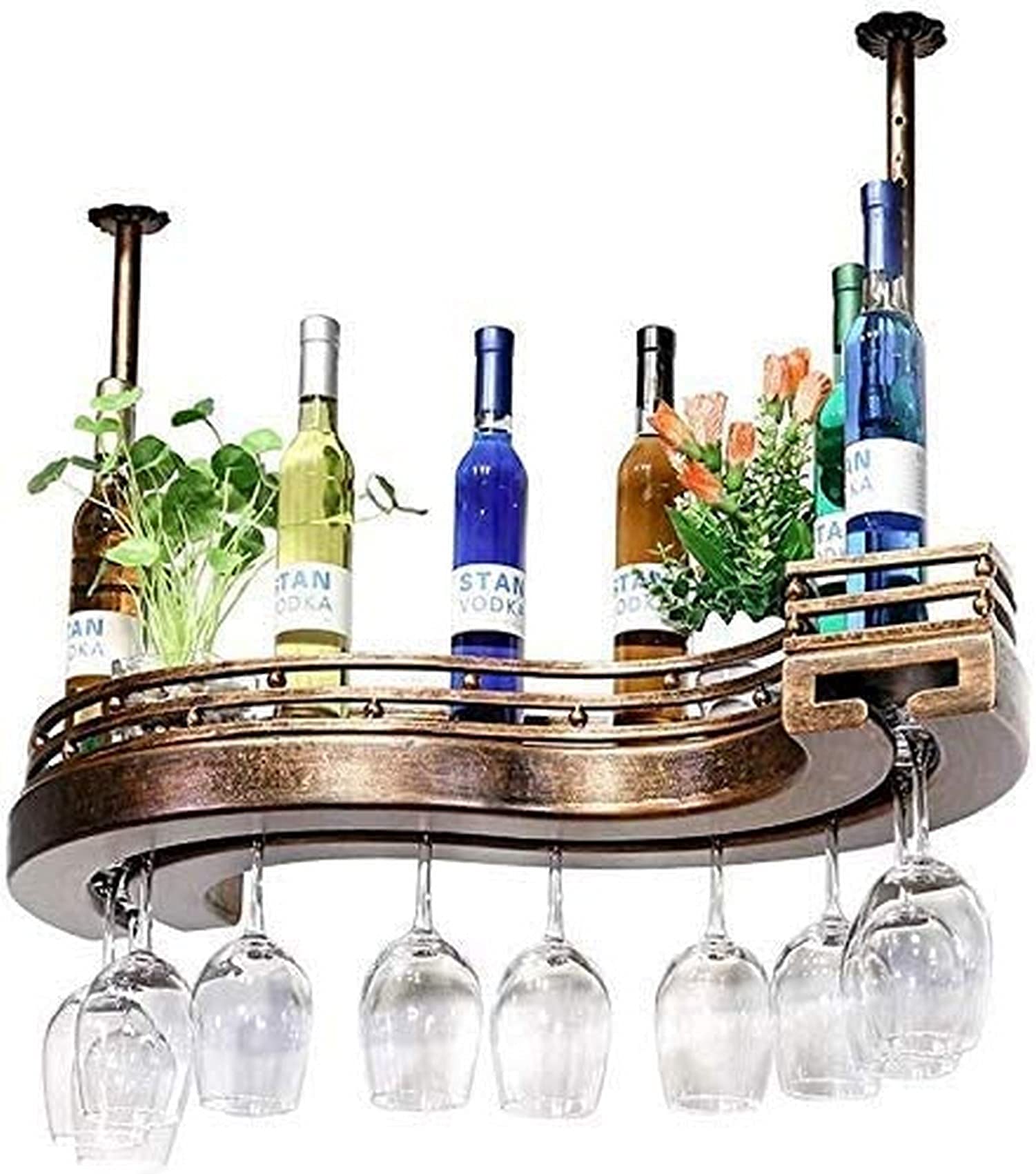 Casiers à vin suspendu en métal chic pour verres et bouteilles de 60 à 100cm
