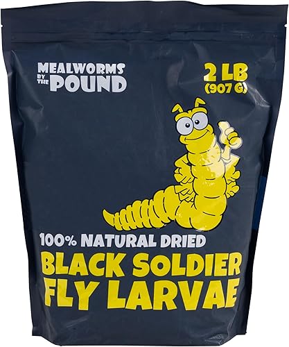 Larvas secas de mosca soldado negro (2 libras)  Más calcio que gusanos de harina  Golosinas para pollos, aves silvestres y reptiles