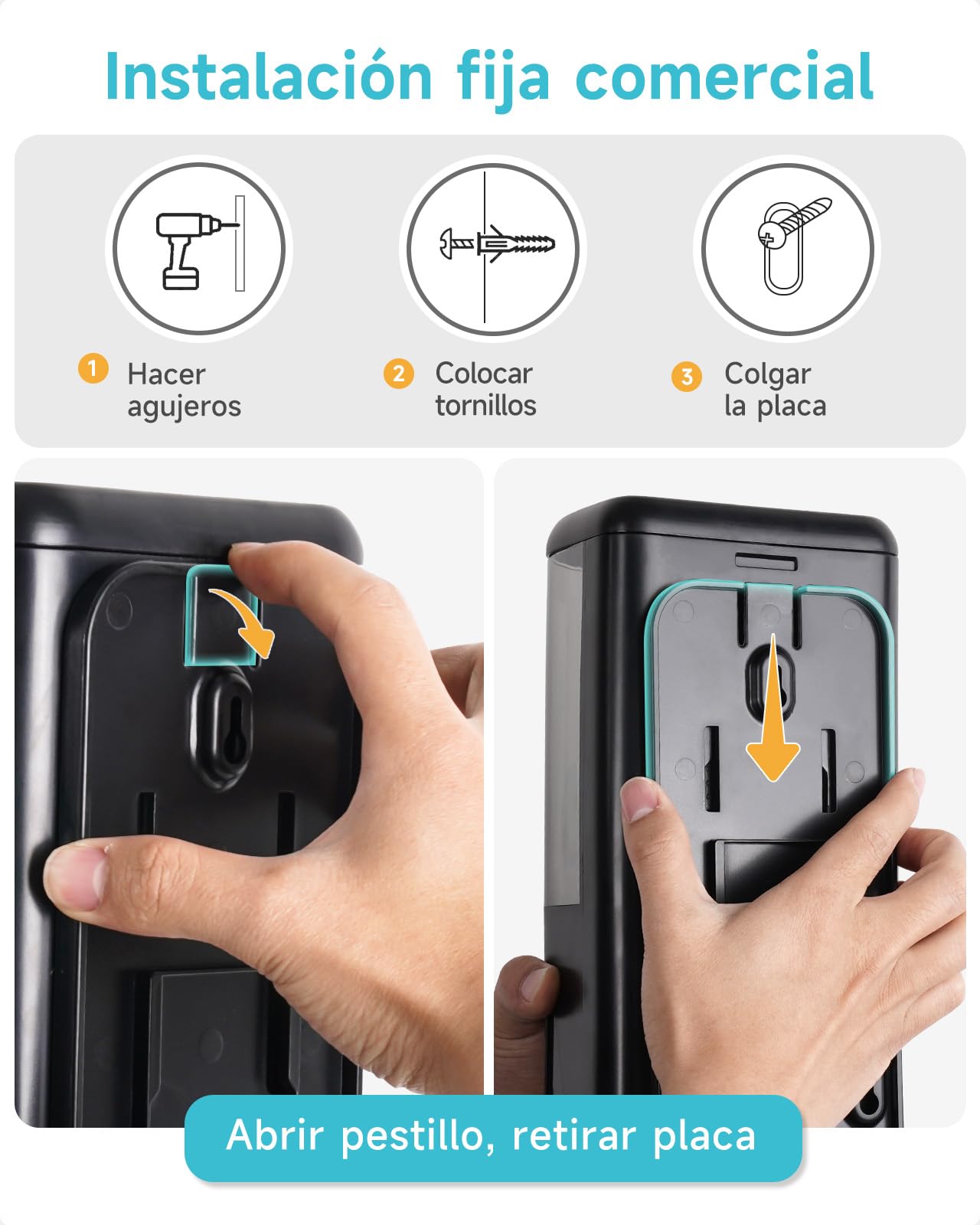 AIKE Dispensador De Jabón Espuma De Pared, 1200 ML Cuerpo Transparente para Comercial, AK1007F