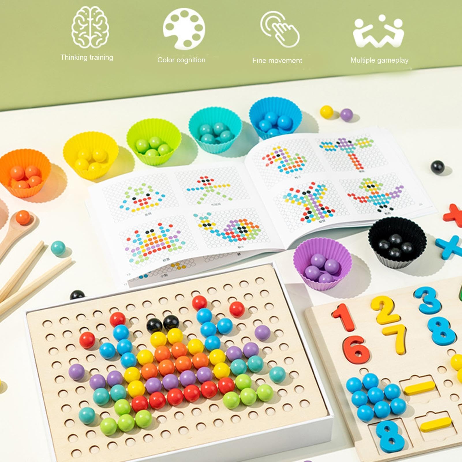 Amazon.co.jp: 教育用ペグとペグボードセット - 試験管おもちゃ