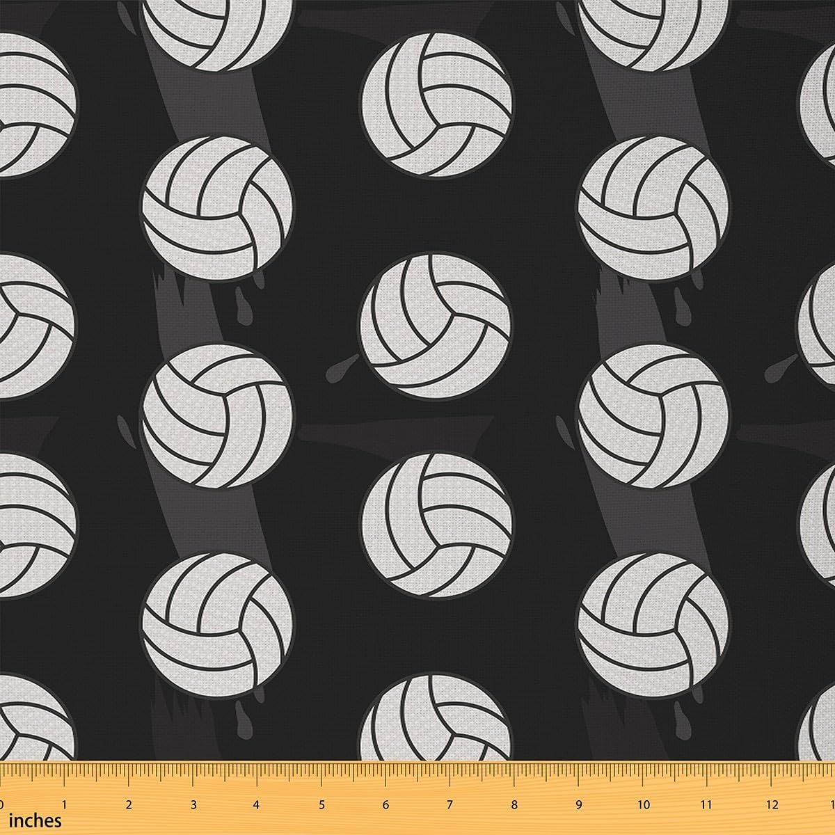 Volleyball Game Fabric by The Yard,Sports Theme Hobby Activity Decorative Fabric for Upholstery and Home DIY Projects,Black Grey Background Fabric for Kids Boys Girls Gifts,3 Yards