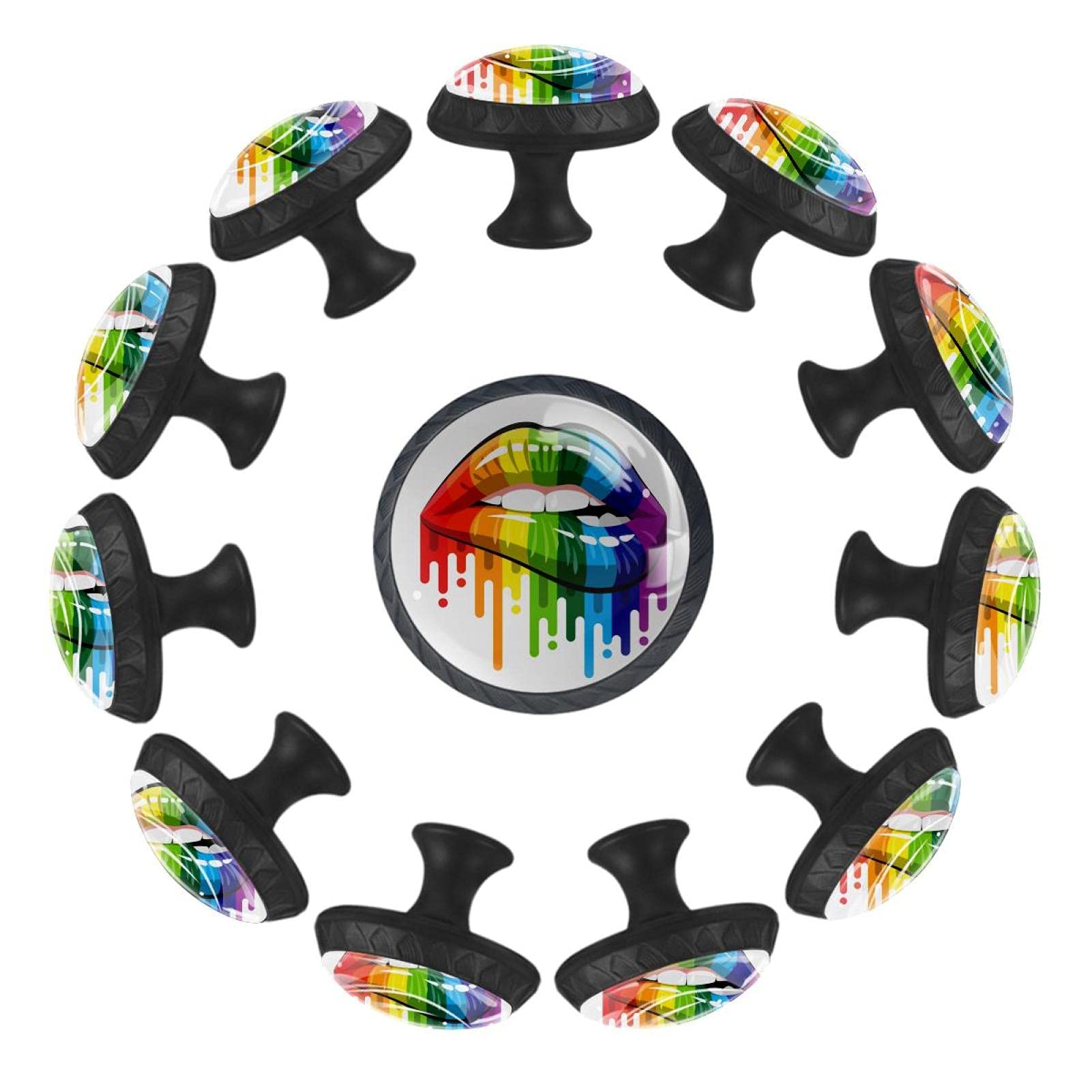 Boutons de tiroir ronds anti-usure pour commode | Pack de 12 Rainbow Flows de 35 mm