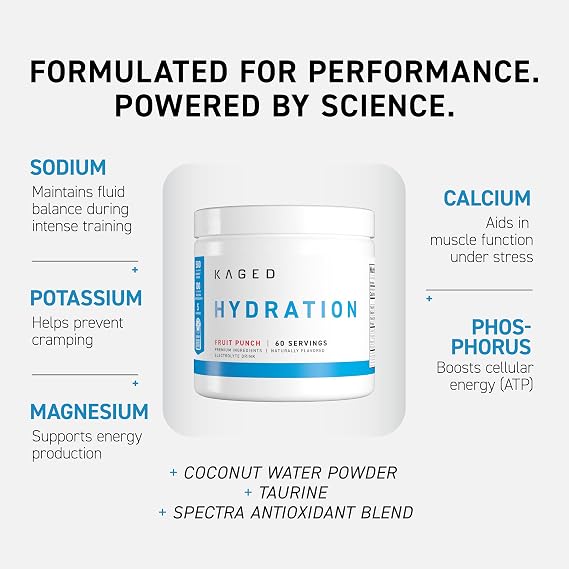 Kaged Daily Hydration | 5 Key Electrolytes | Sugar Free | Coconut Water | 60 Servings
