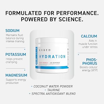 Kaged Daily Hydration | 5 Key Electrolytes | Sugar Free | Coconut Water | 60 Servings