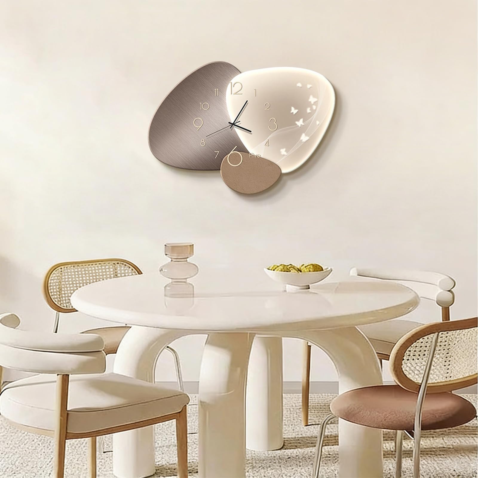 Ergocar Horloge Murale Silencieuse De Style Nordique Céramique Cristalline Haute Définition Étanche Alimentée par Pile Décorative pour Les Écoles, Les Salons, Les Cuisines, Les Chambres à Coucher
