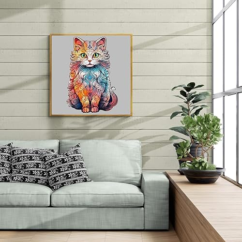 Miniatura 7 de WOODBESTS Rompecabezas de madera para adultos, rompecabezas de gato persa (L, 300 piezas, 16.5 x 11.1 pulgadas), hermosa caja de madera,