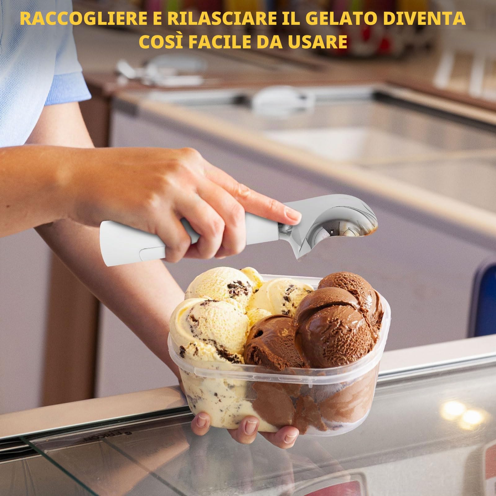 Cucchiaio per gelato riscaldato creativo professionale kit cucchiaio per ghiaccio sicuro cucchiaio autoriscaldante comodo set paletta per gelato ricaricabile per ghiaccio duro