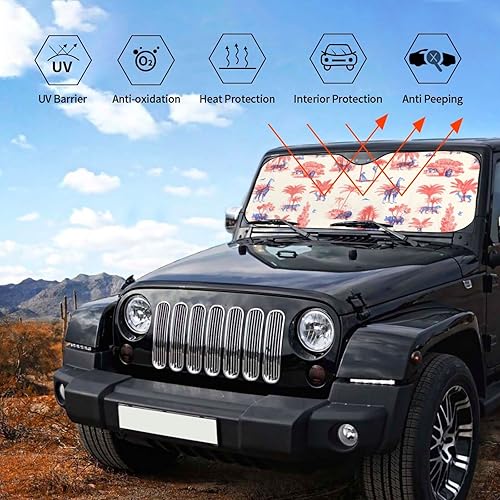 Miniatura 6 de Protector de visera solar de dos tonos para jirafa, león, tigre, bloquea los rayos UV, mantiene fresco para la mayoría de los sedanes, SUV,