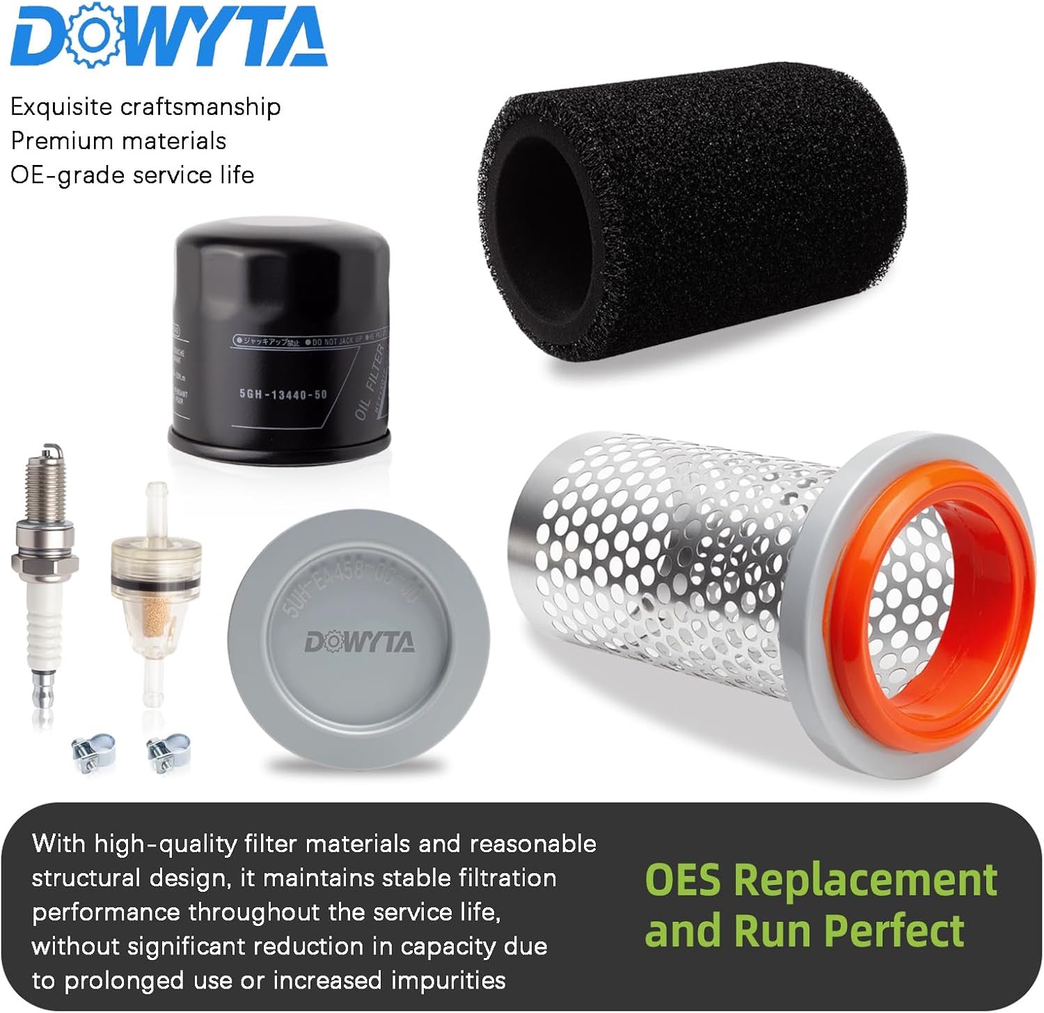 Air Filter & Guide Cage Cap Oil Filter & Spark Plug Kit Compatible with Yamaha Grizzly 350 400 450 Bruin 350 Kodiak 400 450 Wolverine 350 450 Replaces 5UH-E4458-00-00