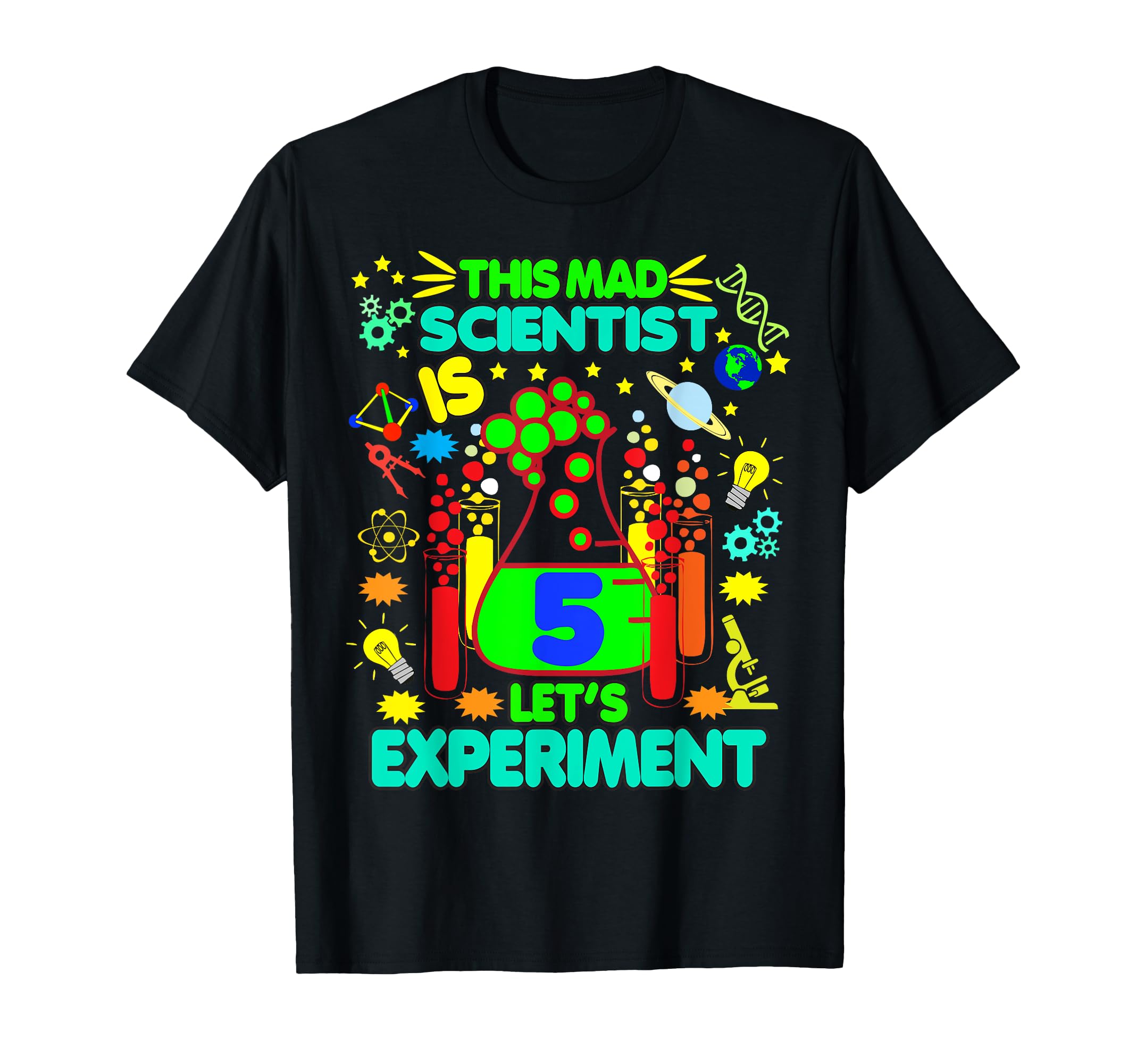 Birthday Shirt Age 5 Boys Girls Science Theme Party T-Shirt
