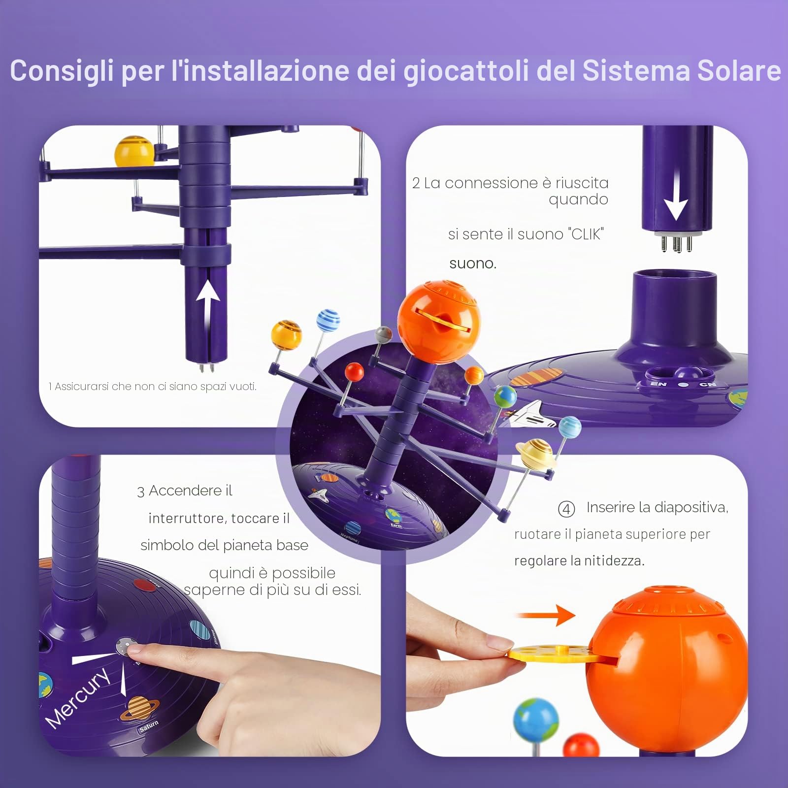 Science Can Sistema Solare per bambini, 8 giocattoli spaziali dei pianeti, STEM Giocattoli per 3 4 5+ anni Ragazzi Ragazze