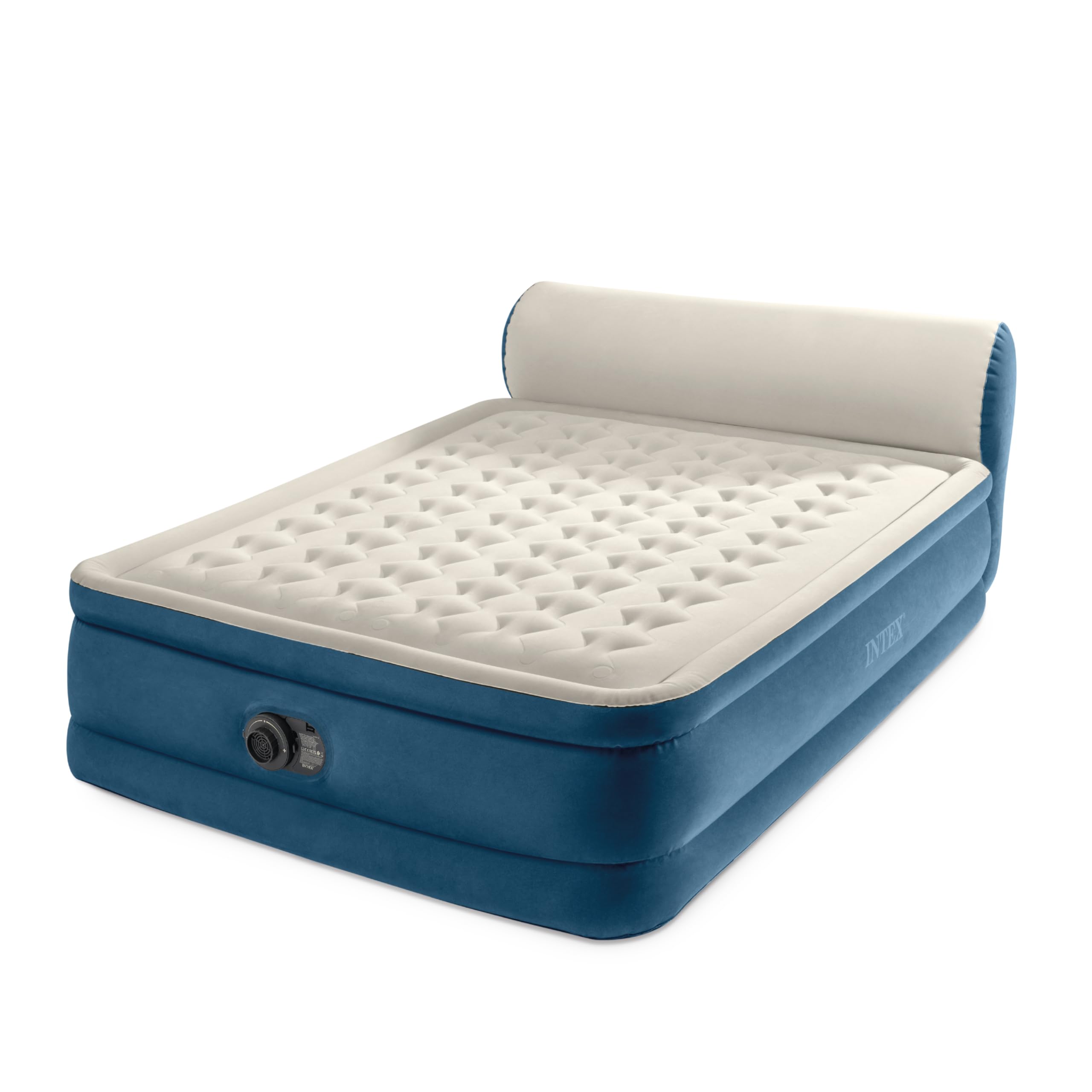 Intex Silky Bed Aufblasbare Matratze für Doppelbett mit Kopfteil, 229 x 152 x 79 cm, Original-TV gesehen, mit eingebauter elektrischer Pumpe