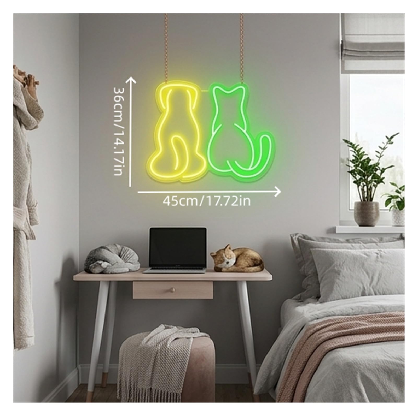 Bunte Buchstaben Lichter Leuchtreklame Mit Hund Und Katze Für Babyzimmer, Schlafzimmer, Büro, Kinderzimmer, Spielzimmer, Bar Oder Wohnzimmer 45cm