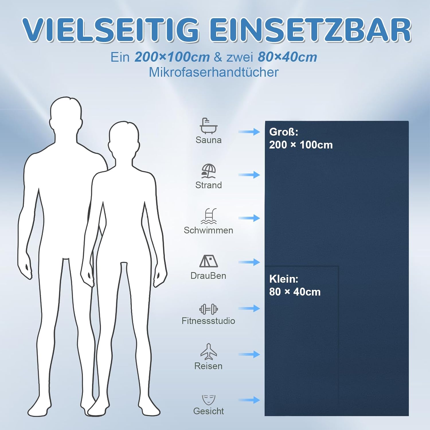 Produktabbildung: Schnelltrocknend: Mikrofaser Handtuch 3er Set