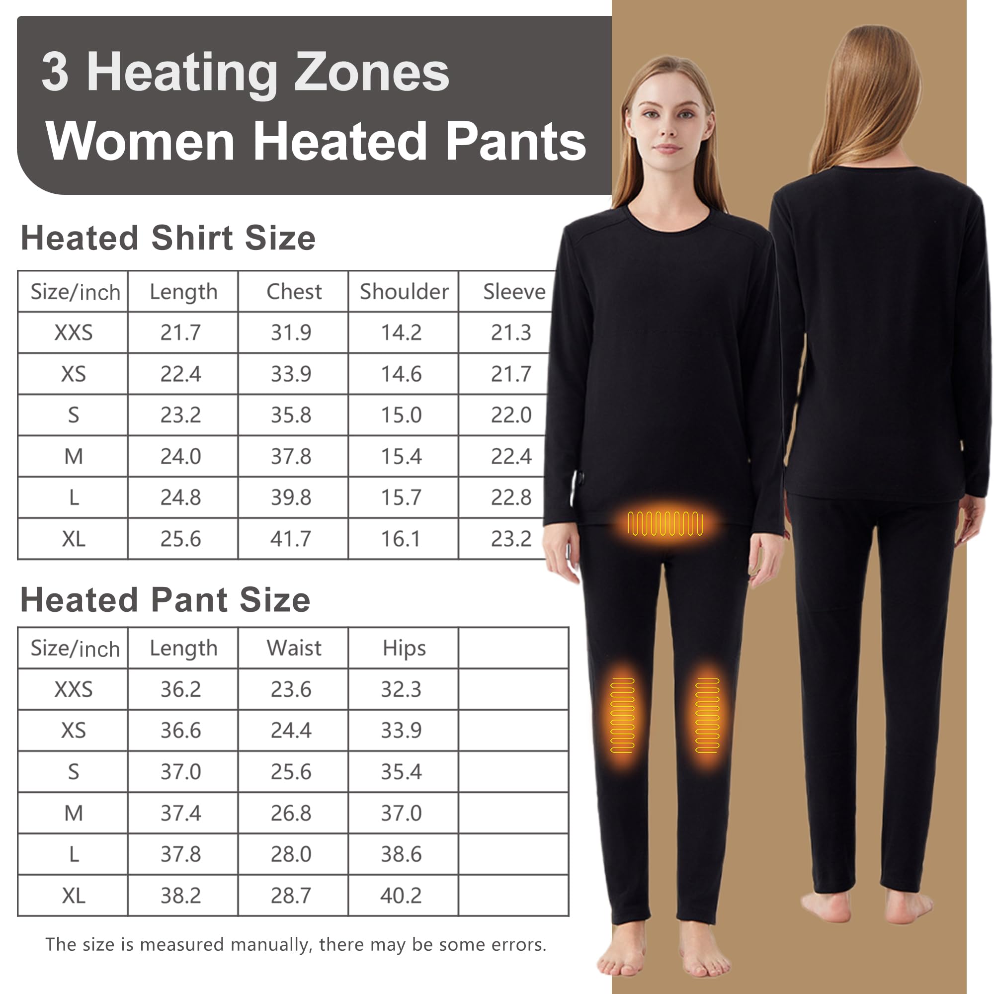 Pantaloni Riscaldati Elettrici da Donna, Leggings Termici a 12 Zone Riscaldate, Mutande Lunghe per Caccia e Sci