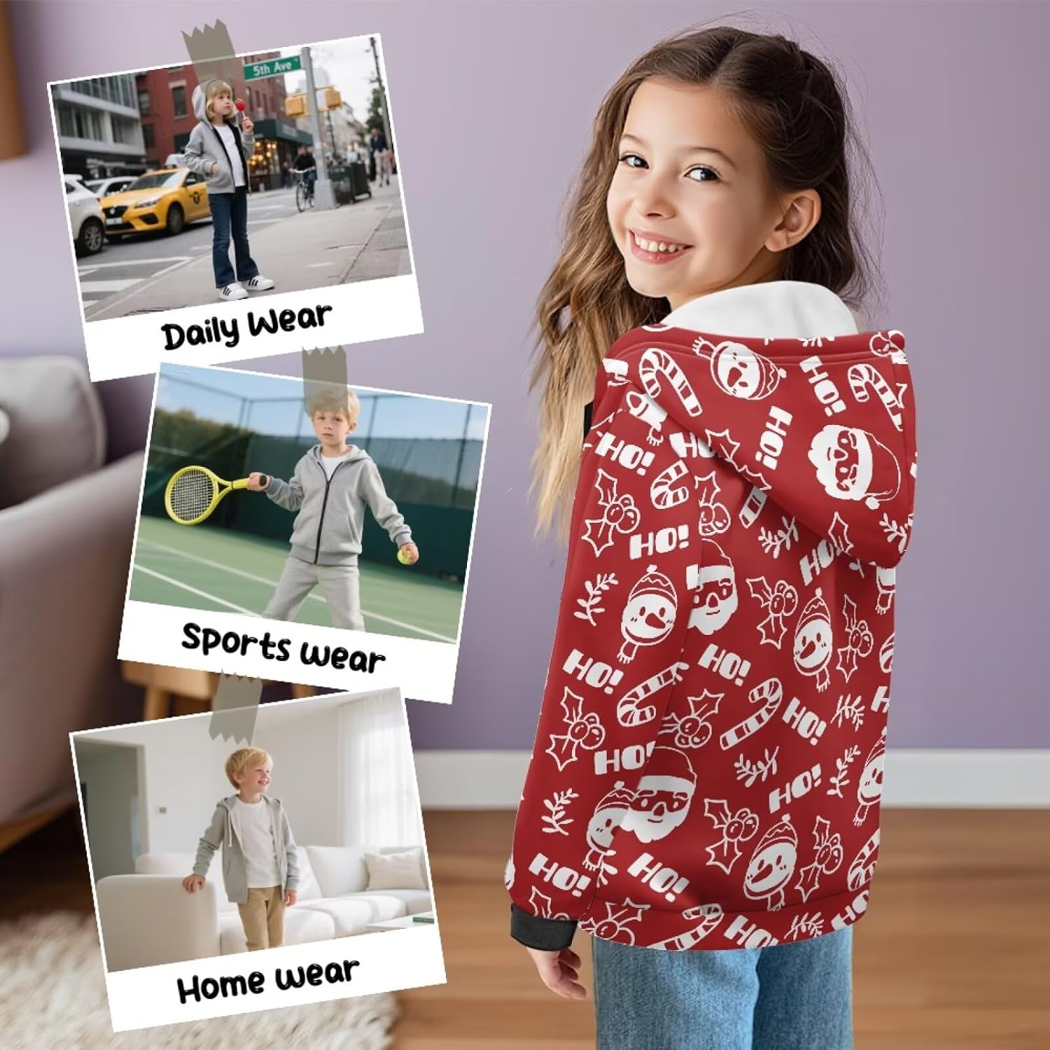 Teen Girl Hoodie Boys Zip Up Hoodie Fall Winter Hooded Sweatshirt Graphic Big Kids Jacket Coat Sportswear