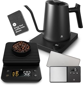 Greater Goods Electric Gooseneck Kettle, Coffee Scale, and Espresso Scale Black