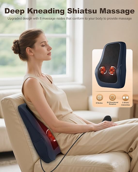 Shiatsu Back & Neck Massager with Heat, Massage Pillow for Back Pain