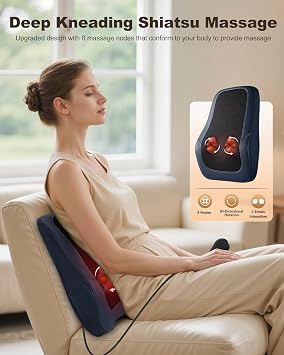 Shiatsu Back & Neck Massager with Heat, Massage Pillow for Back Pain