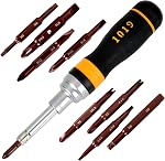 19-in-1 Ratcheting Multi-Bit Screwdriver Set, Magnetic Tip Screwdriver with Double-End Bits Storage, All-in-One Screwdriver Kit for Home Repair, DIY, Electronics & Automotive-Red