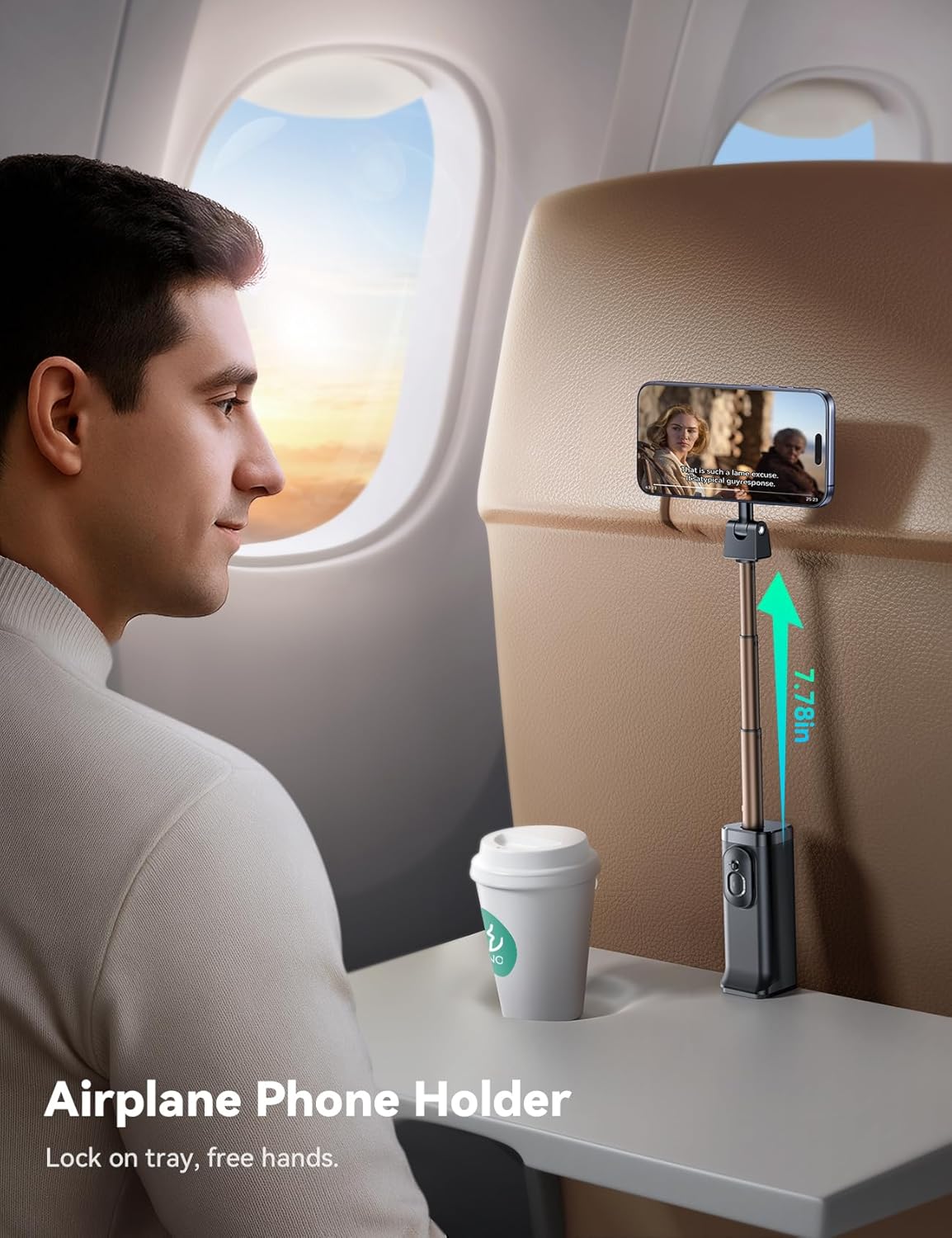 JOYROOM Airplane Phone Holder, [Scalable & Rotatable] Plane Phone Holder, Best Airplane Gadgets, Airplane Travel Essentials for Women for iPhone 17/16/15 Pro Max/Air, Samsung S25