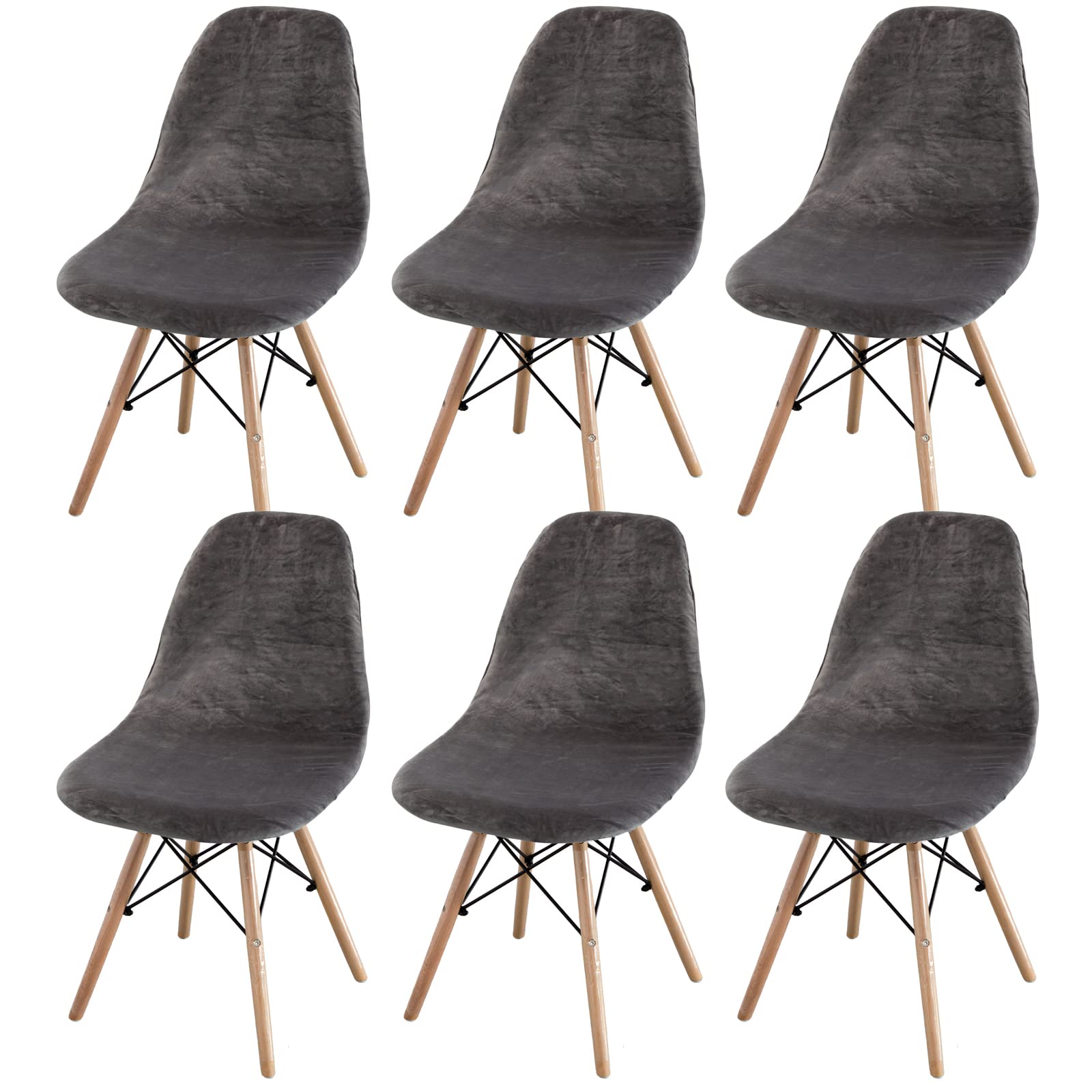 Topchances Modern Dining Chair Covers Set of 6, Armless, Dark Gray, Spandex, Durable, Resistant, Dining
