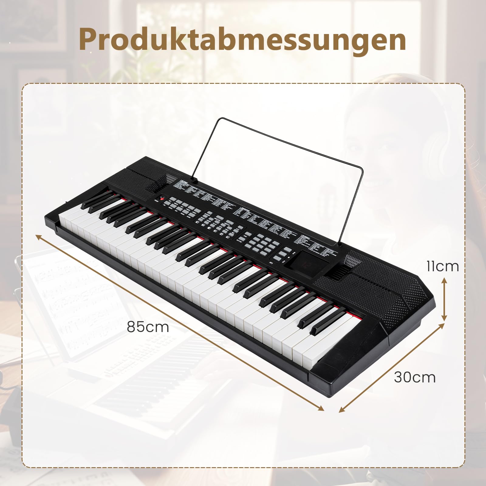 COSTWAY Keyboard Piano 54 Tasten, Digitalpiano mit 200 Rhythmen, 200 Klangfarben & 60 Demos, Klavier mit Lautsprecher, Tragbares E Piano für Anfänger