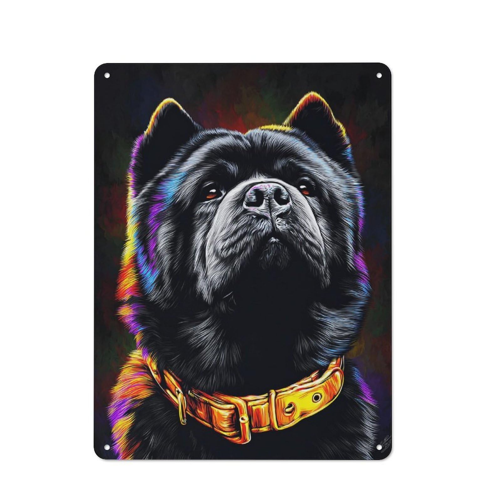 Cottage Tin Sign 40x30cm Featuring Neon Rainbow Dog Collar Art, Porch Wall Decor for Shed, Garden Room, Porch Or Garage