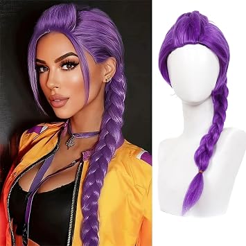 SSKHE Purple Wig with Thick Braid, Costume Wig Cosplay, Purple Braid Wigs, Cosplay Wigs for Stage Halloween Costume Outfit Party