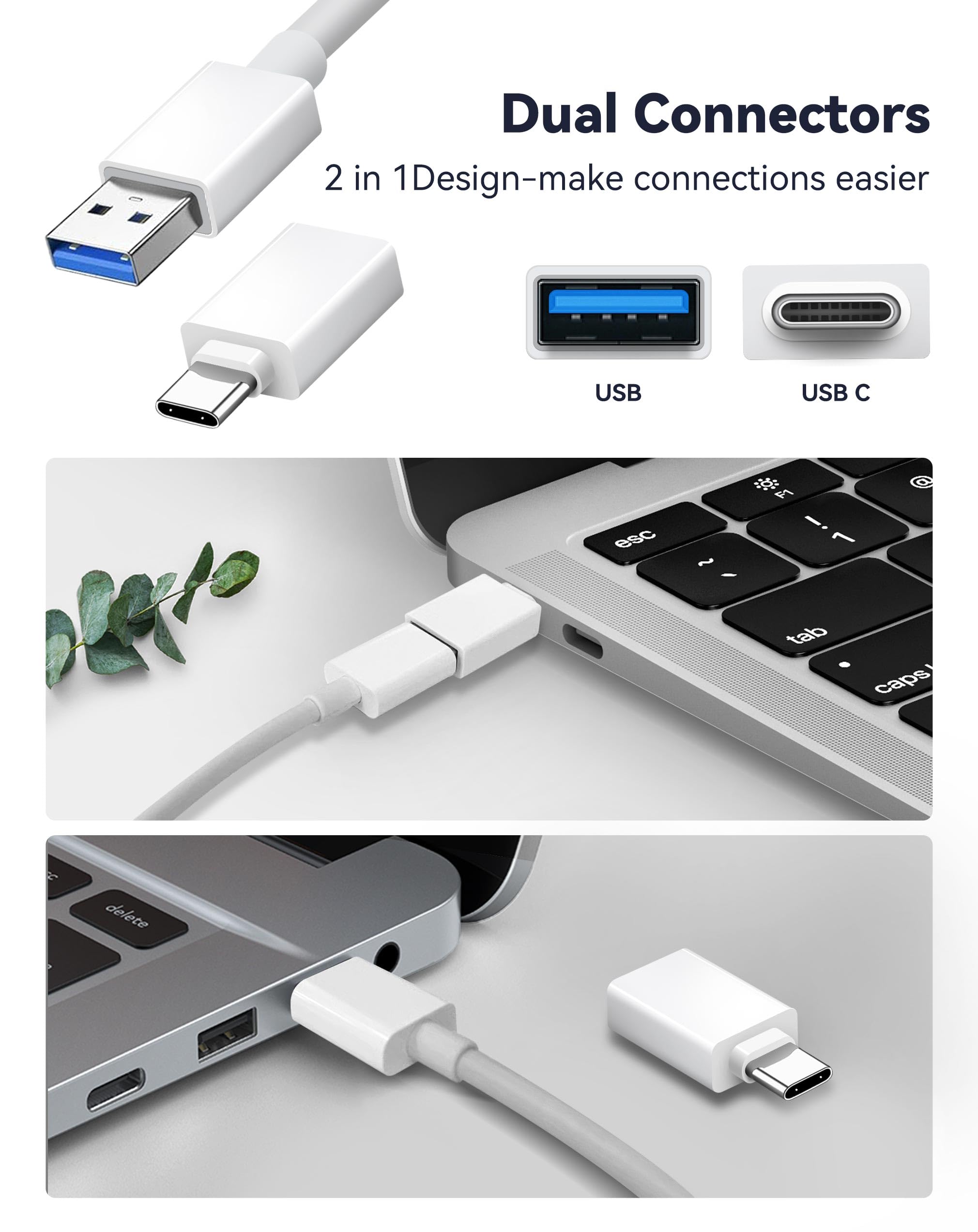 Fubiaofei Czytnik kart SD, 5 w 1 USB 3.0 USB-C podwójne złącze do SD/TF/CF/Micro SD/XD/MS czytnik kart pamięci OTG adapter kompatybilny z Windows/Mac/Linux/Android, Plug & Play
