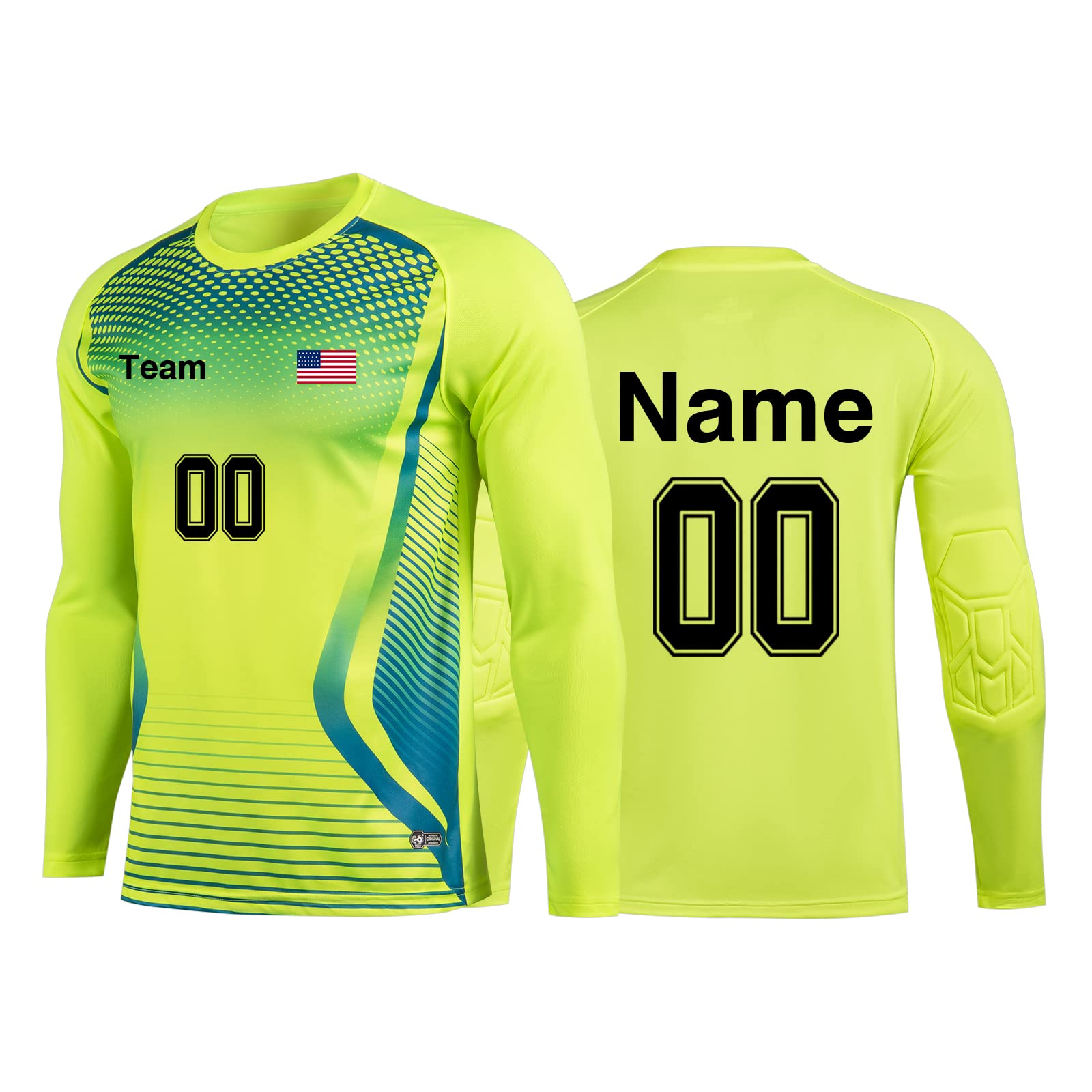 HDSD Custom Goalkeeper Jersey for Adult/Youth Personalized Goalie Soccer Jersey Neon Green